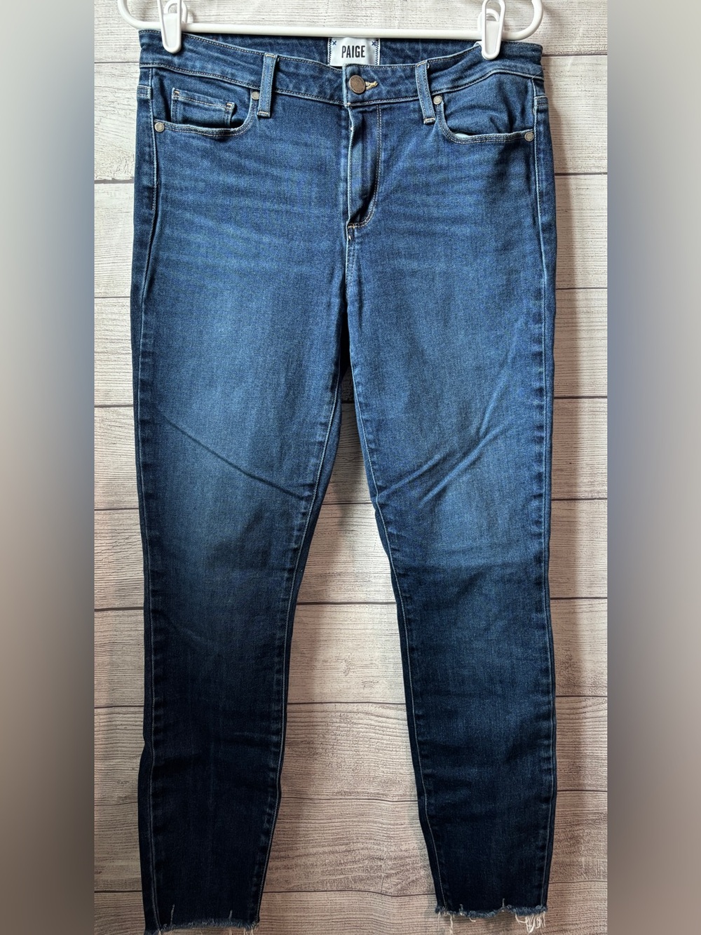 PAIGE women’s Hoxton Ultra Skinny raw hem jeans, size 31